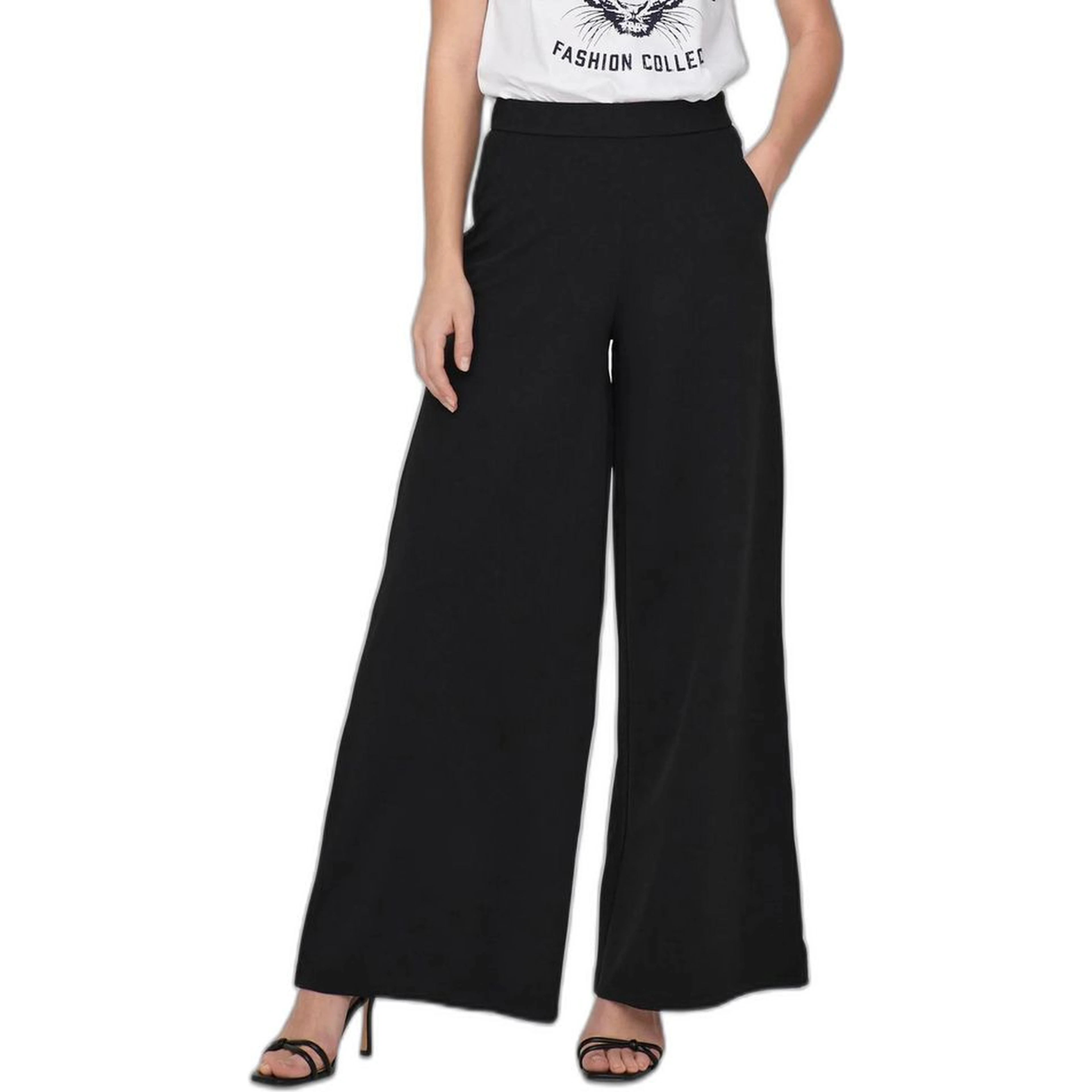 Black Recycled Polyester Casual Pants
