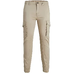 Beige Cotton Cargo Pants