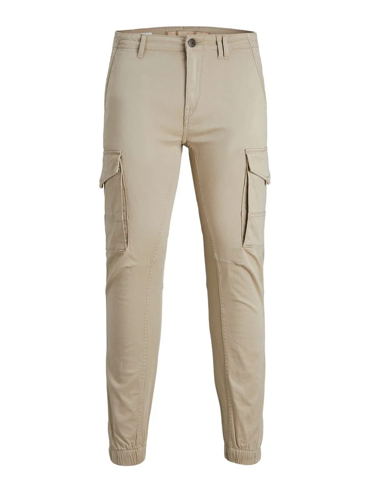 Beige Cotton Cargo Pants