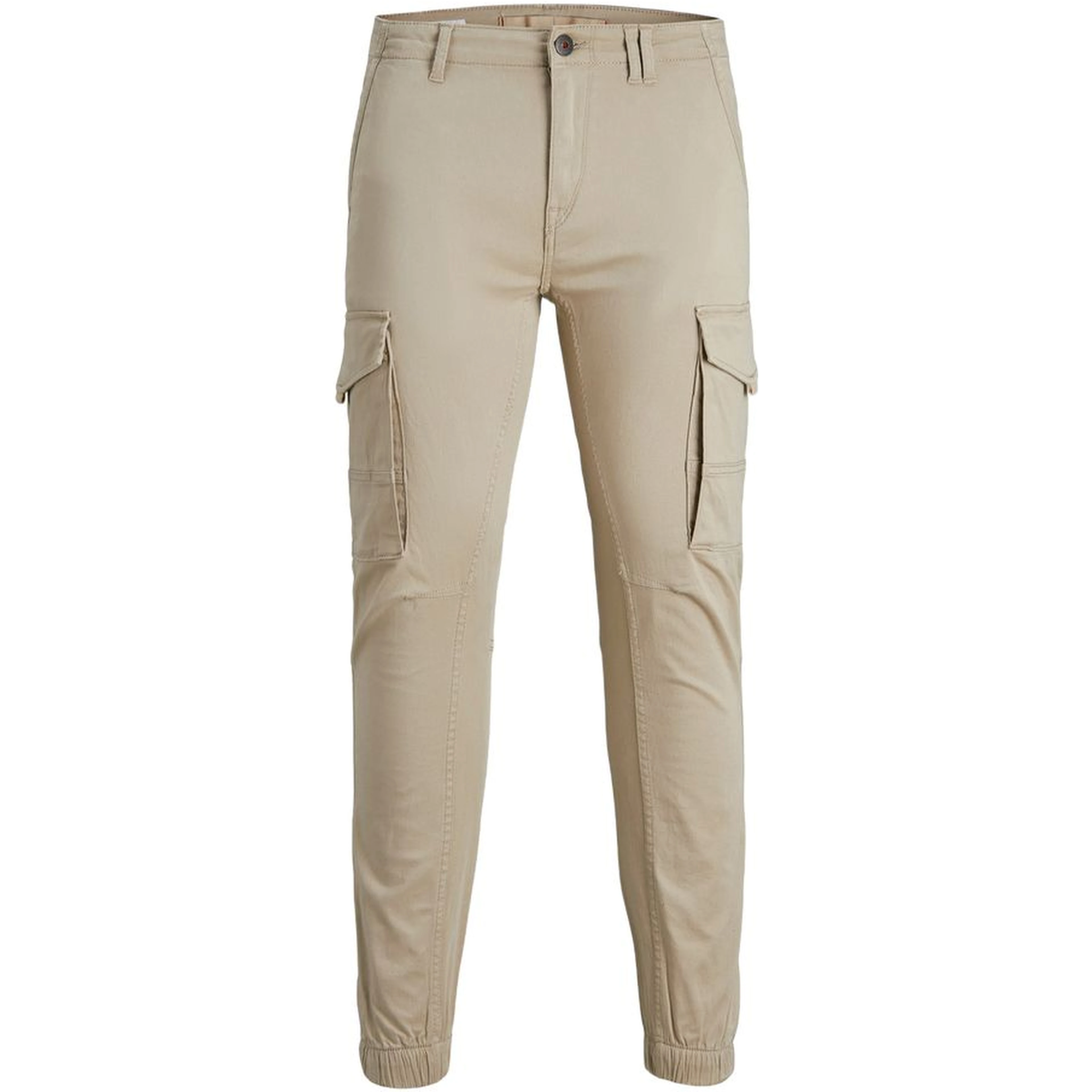 Beige Cotton Cargo Pants