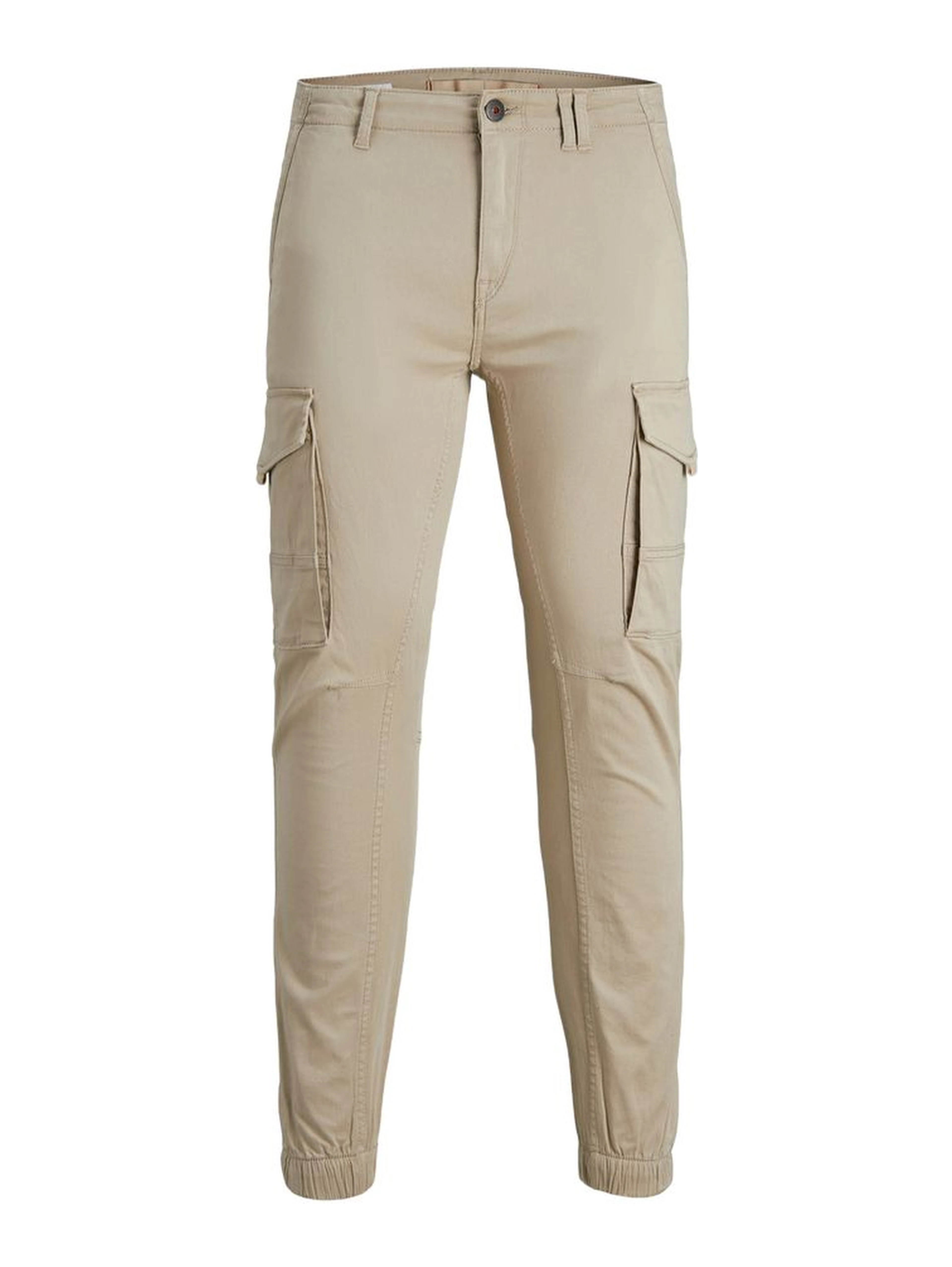Beige Cotton Cargo Pants
