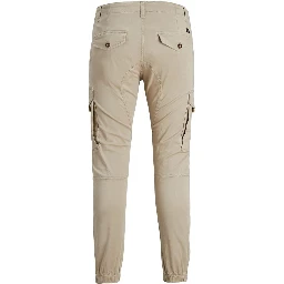 Beige Cotton Cargo Pants