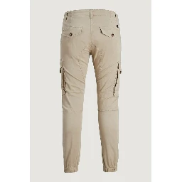 Beige Cotton Cargo Pants