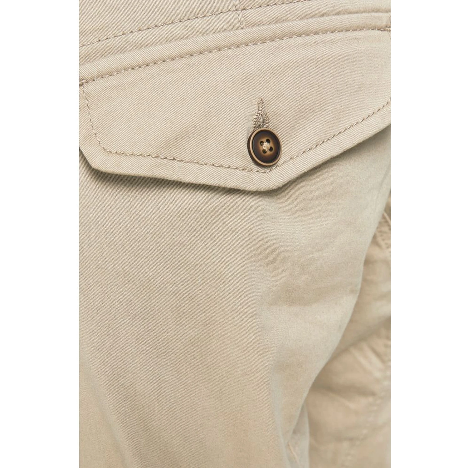 Beige Cotton Cargo Pants