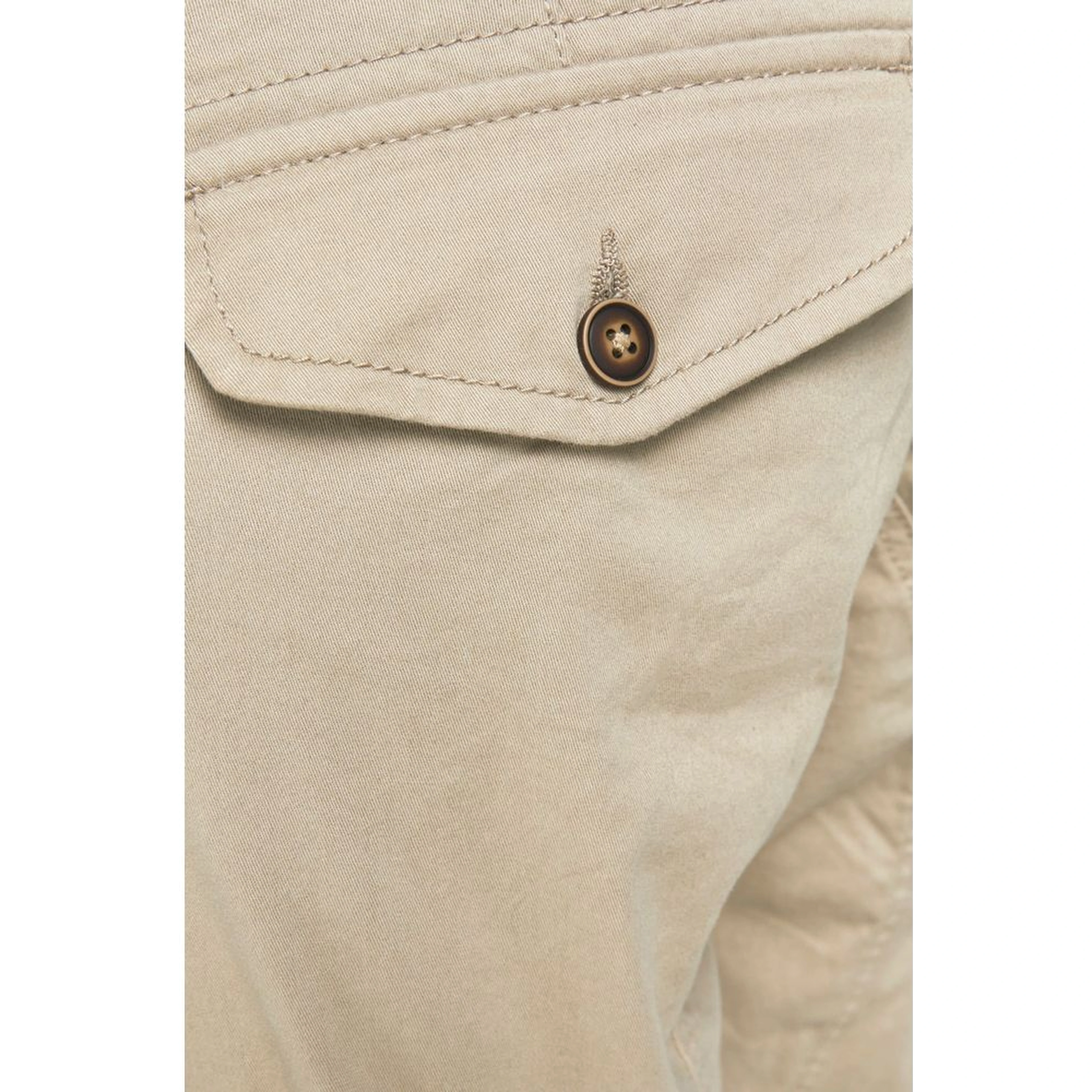 Beige Cotton Cargo Pants