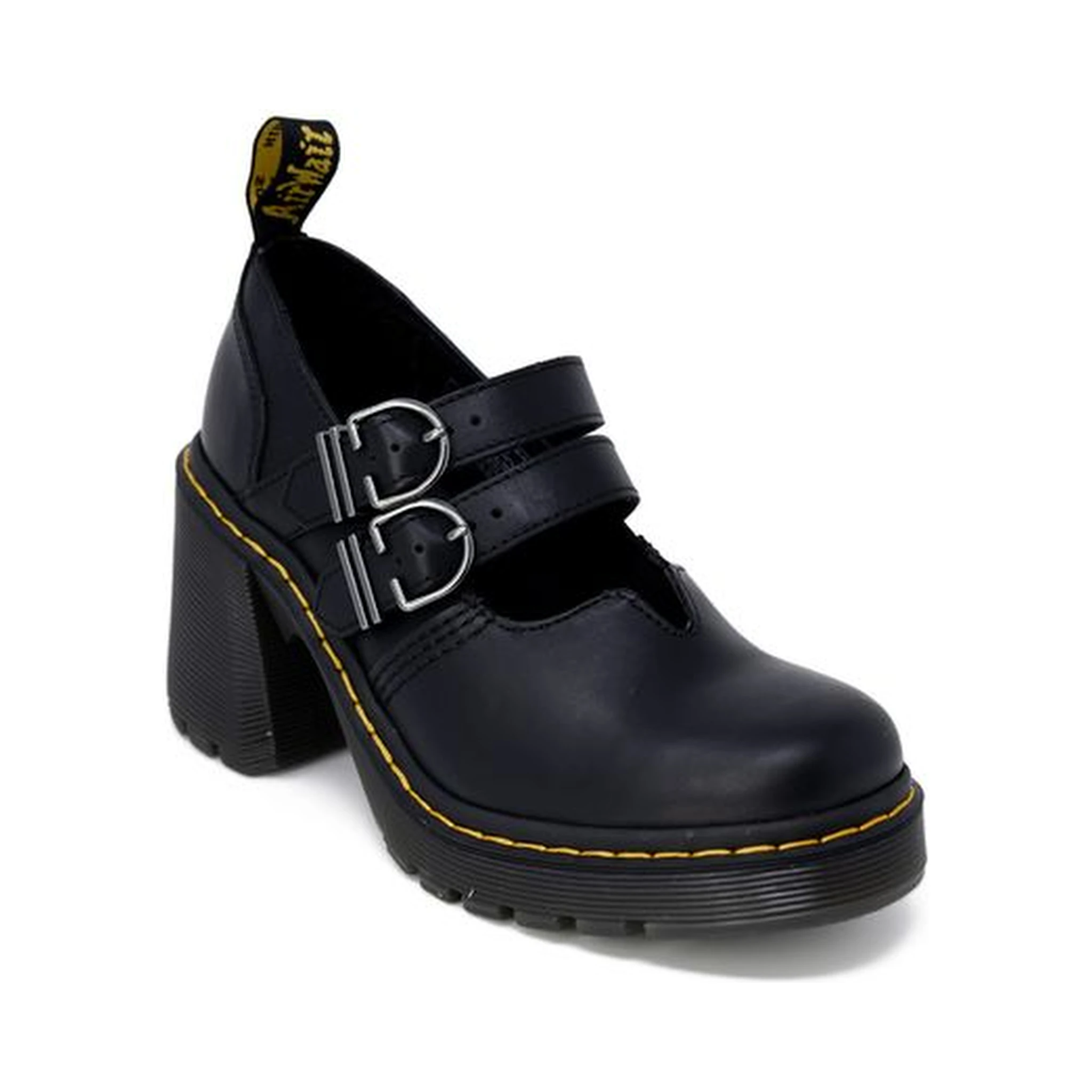 Black Leather High Heel Pumps