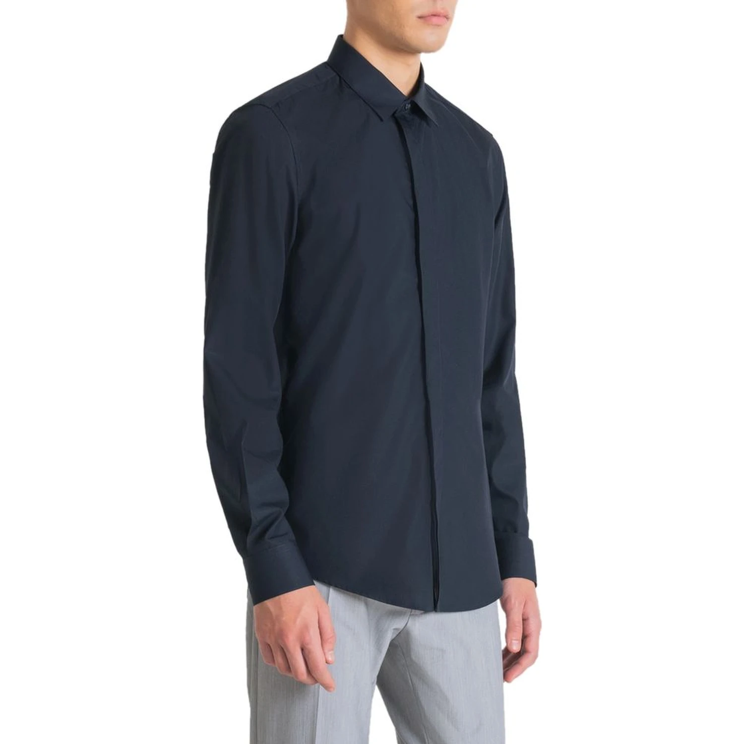 Blue Cotton Dress Shirt