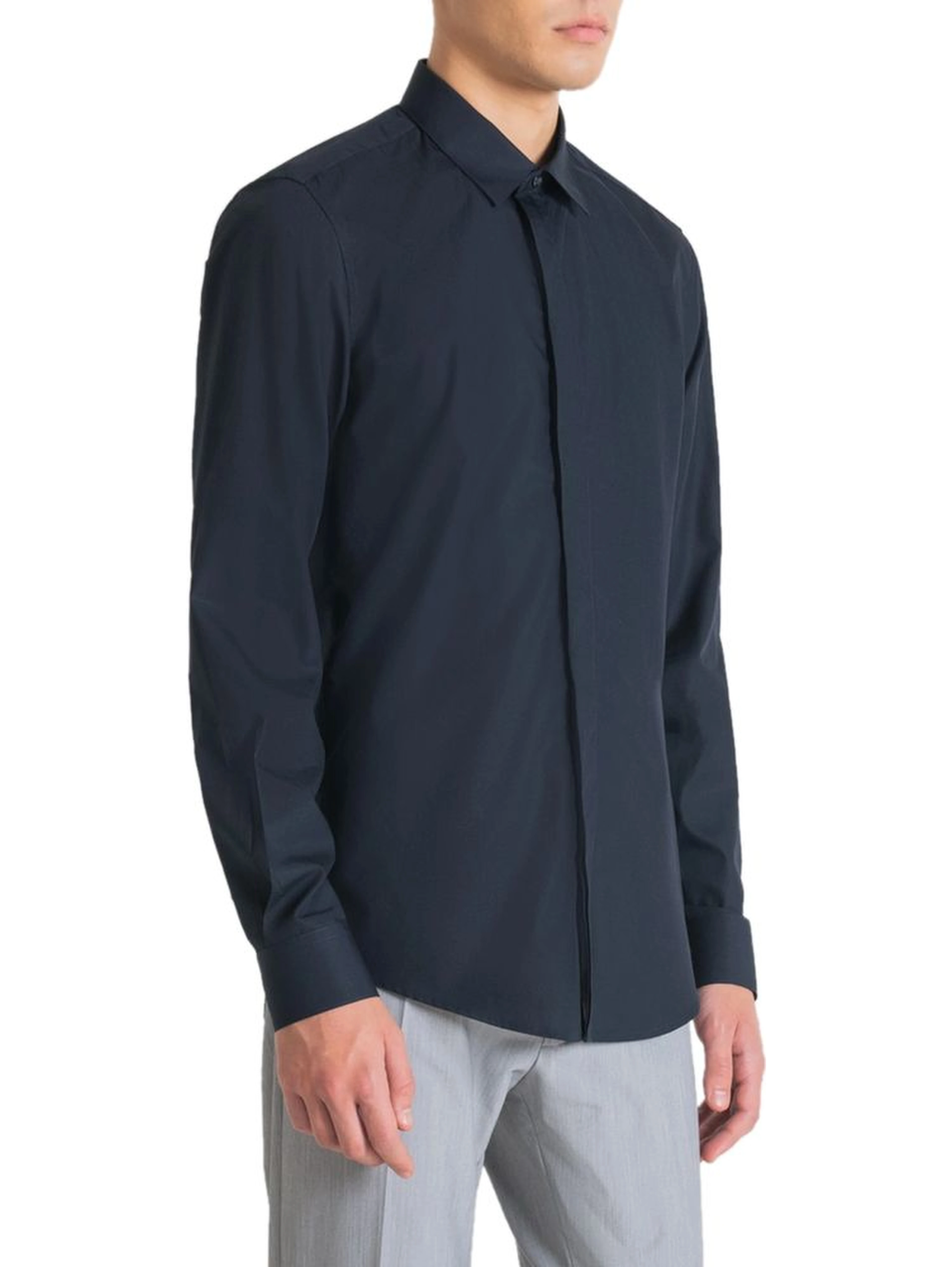 Blue Cotton Dress Shirt
