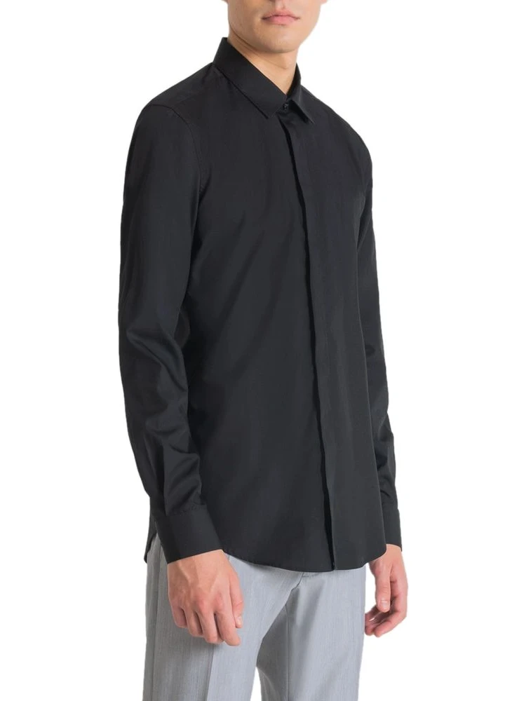 Black Cotton Dress Shirt