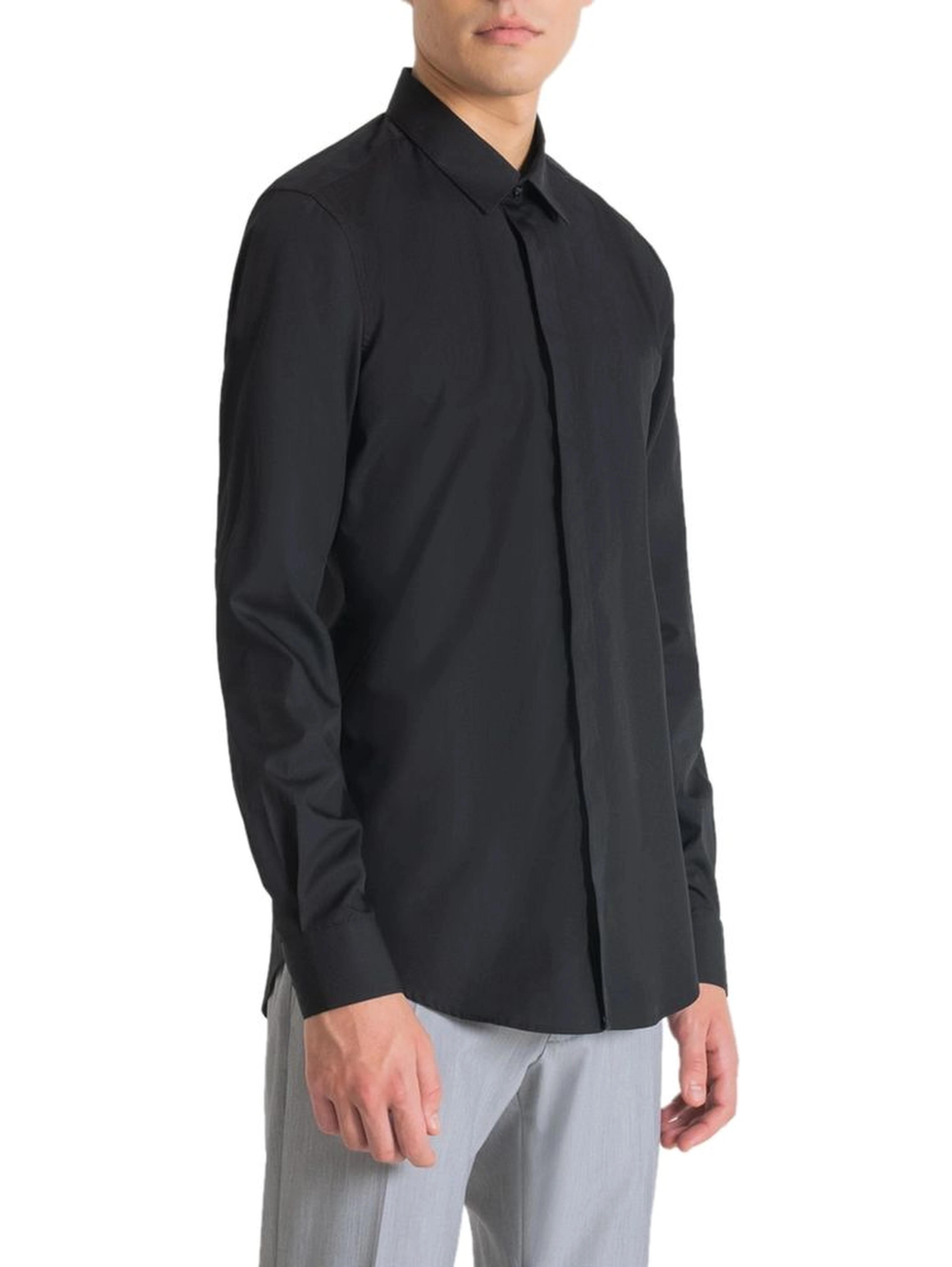 Black Cotton Dress Shirt