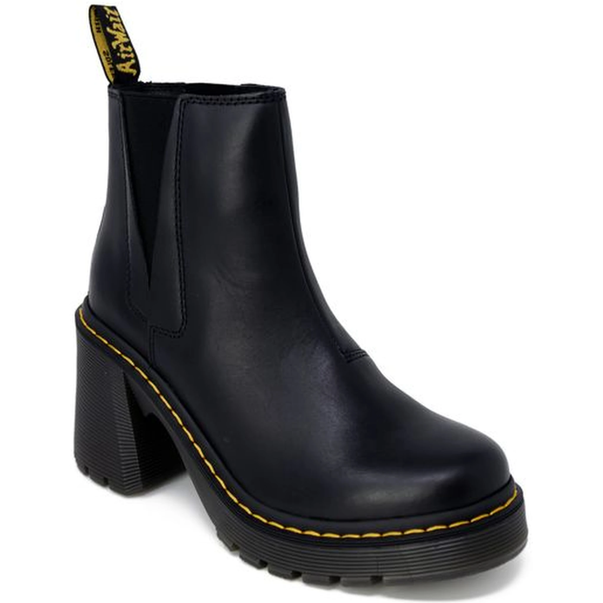 Black Leather High Heel Pumps