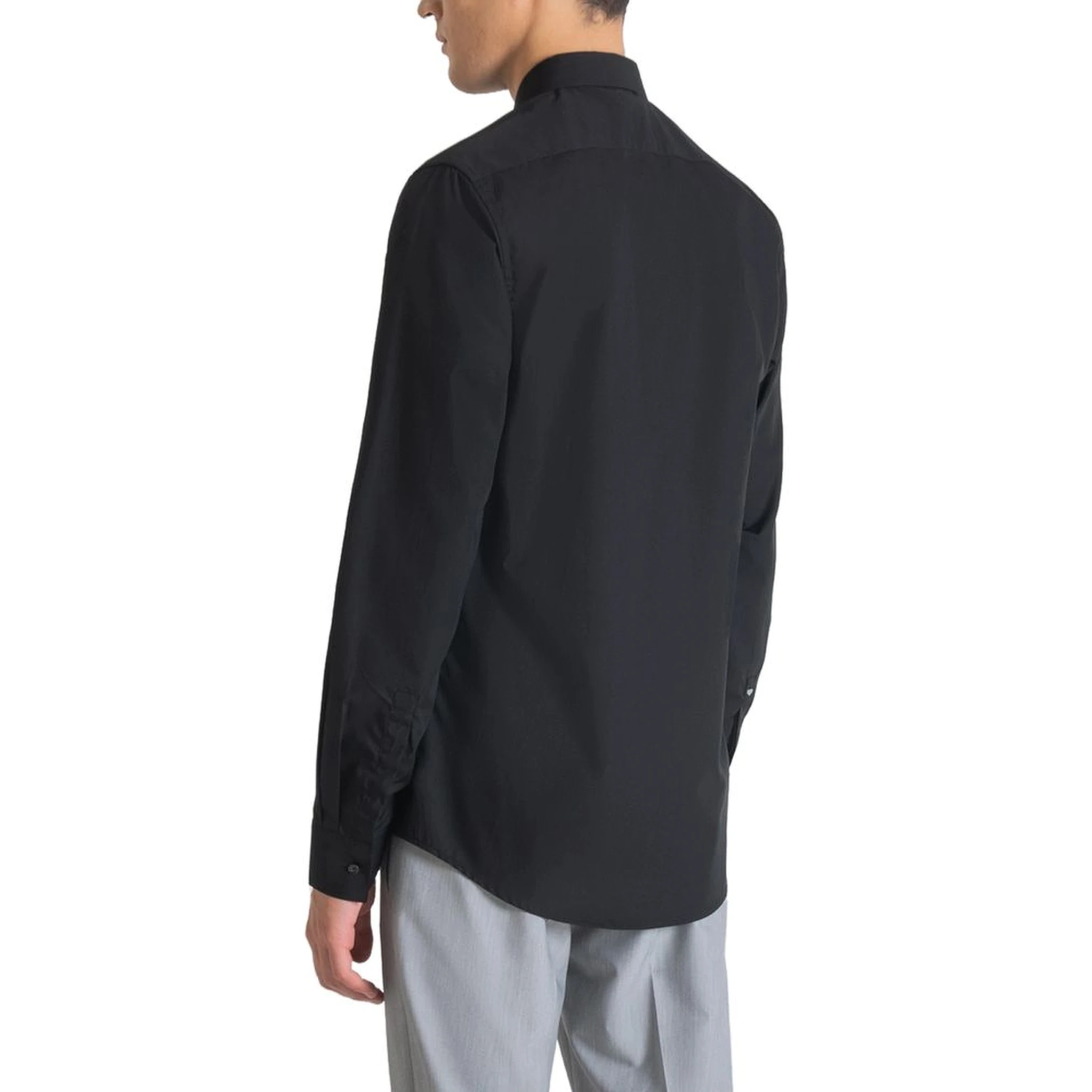 Black Cotton Dress Shirt