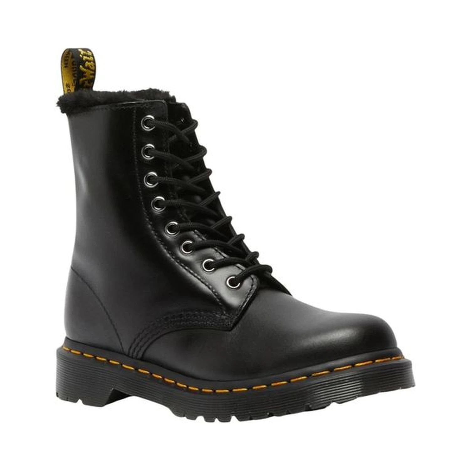 Black Leather Lace-Up Boots