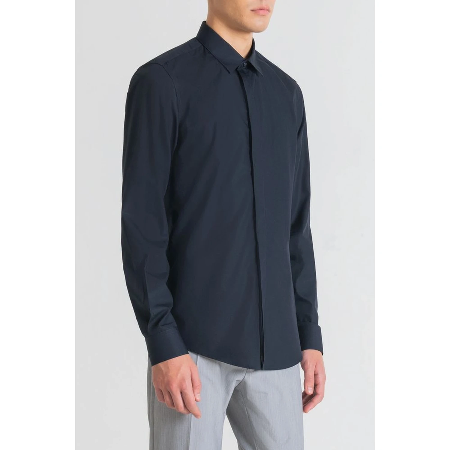 Blue Cotton Dress Shirt