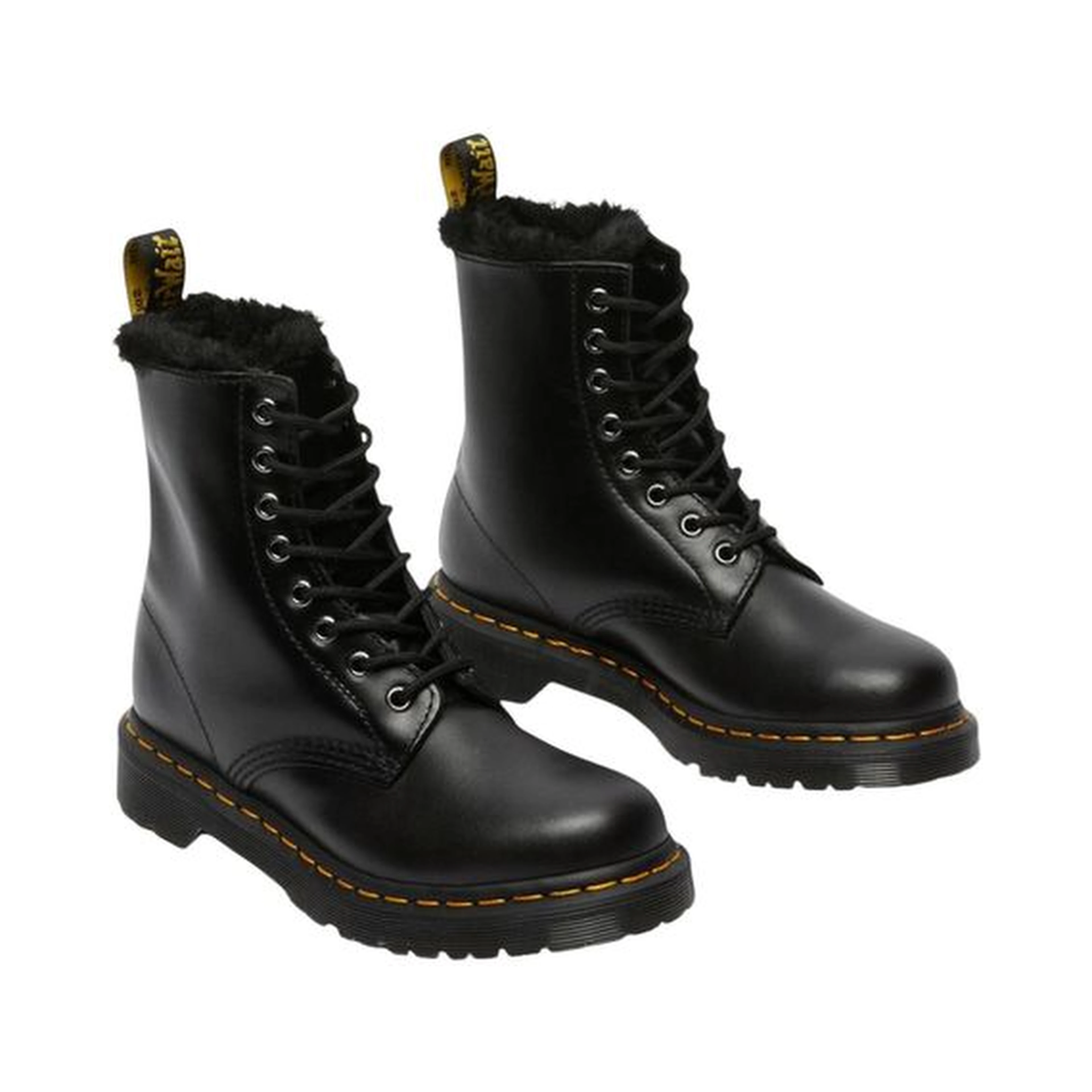 Black Leather Lace-Up Boots