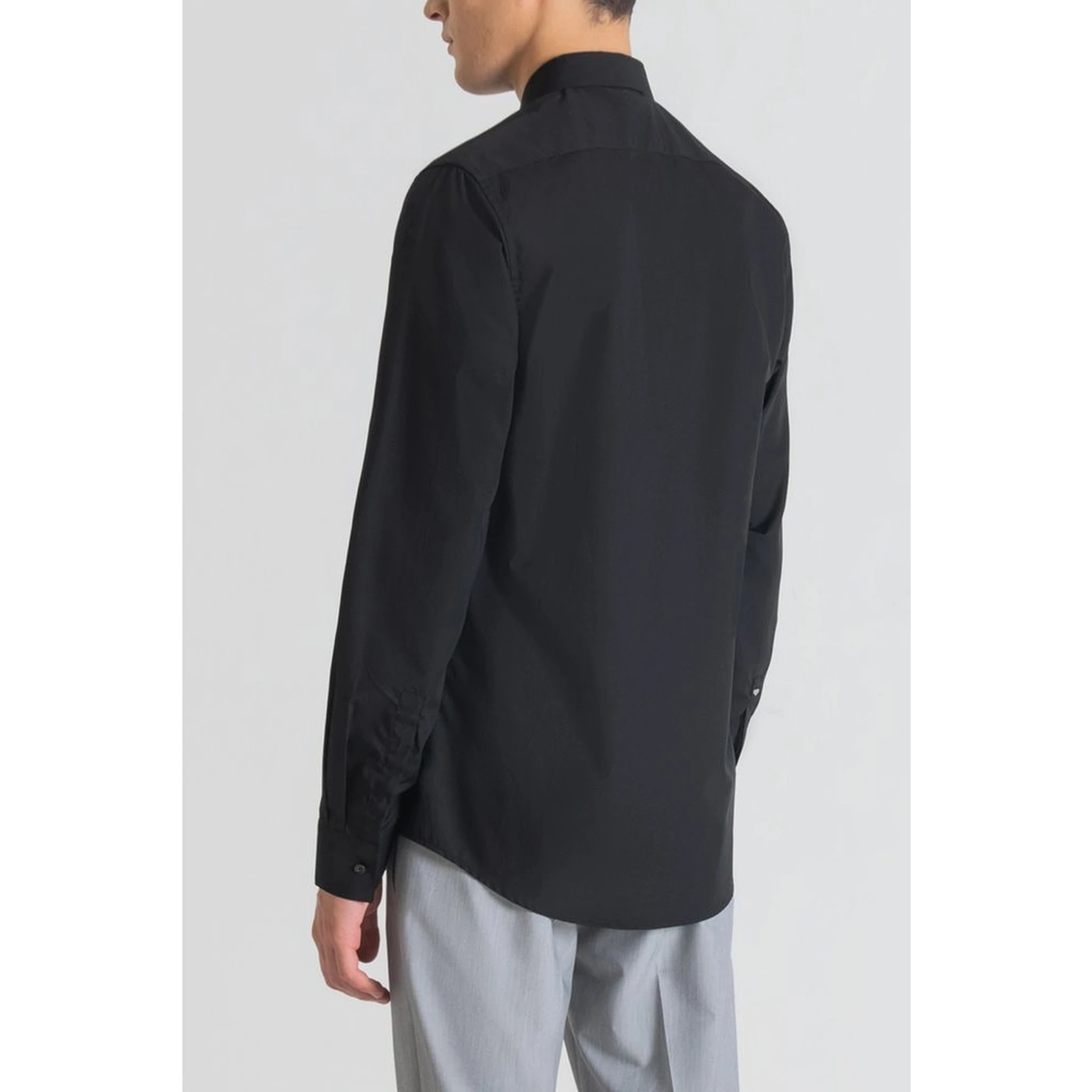 Black Cotton Dress Shirt