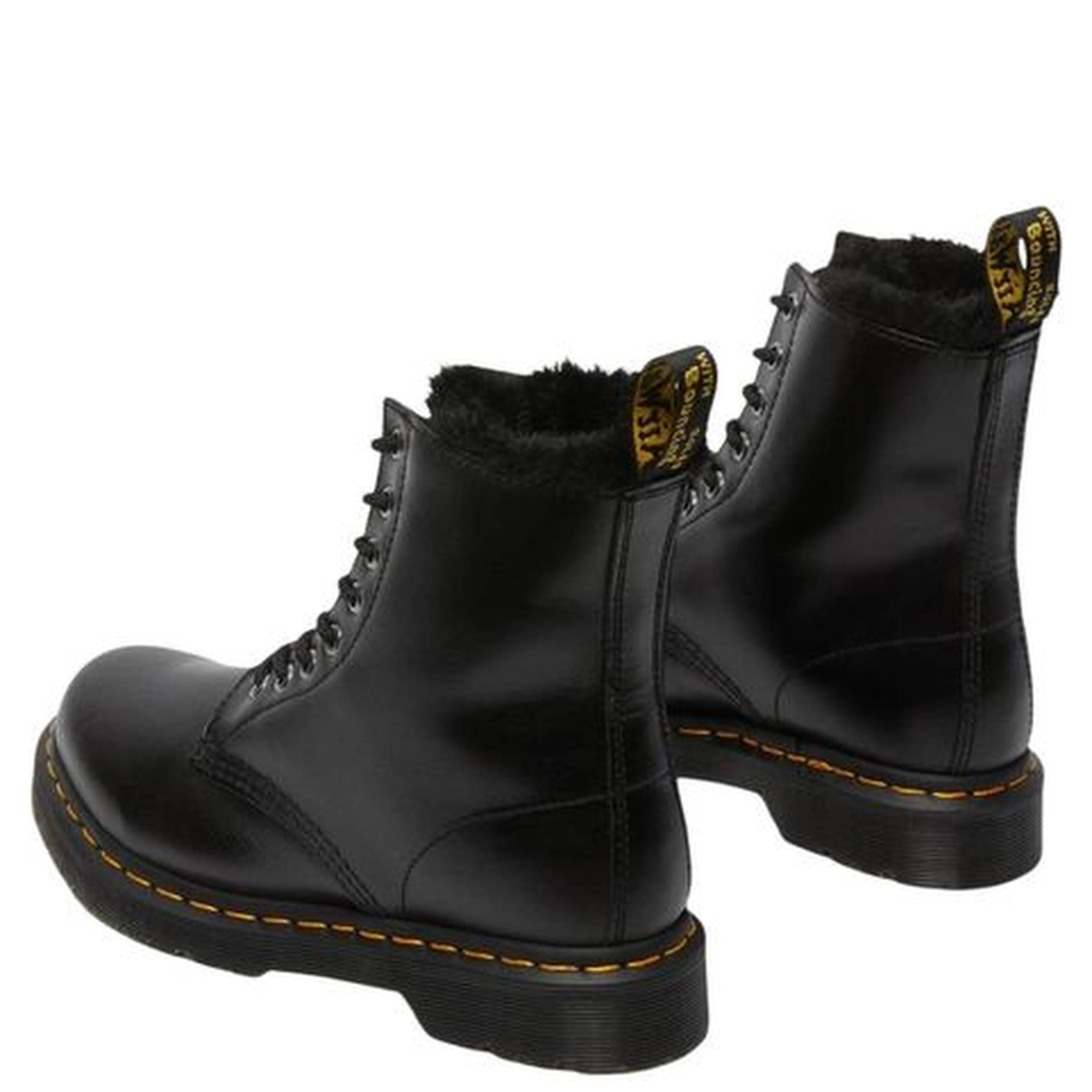 Black Leather Lace-Up Boots