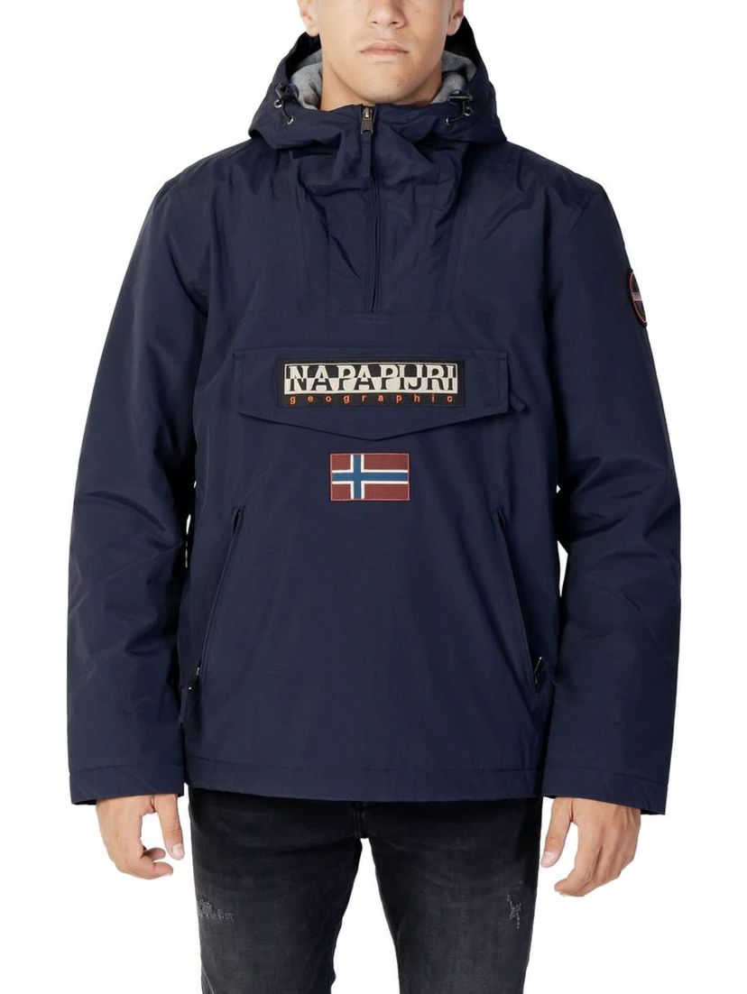 Blue Polyester Shell Jacket