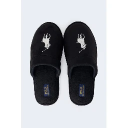 Black Polyester Slippers