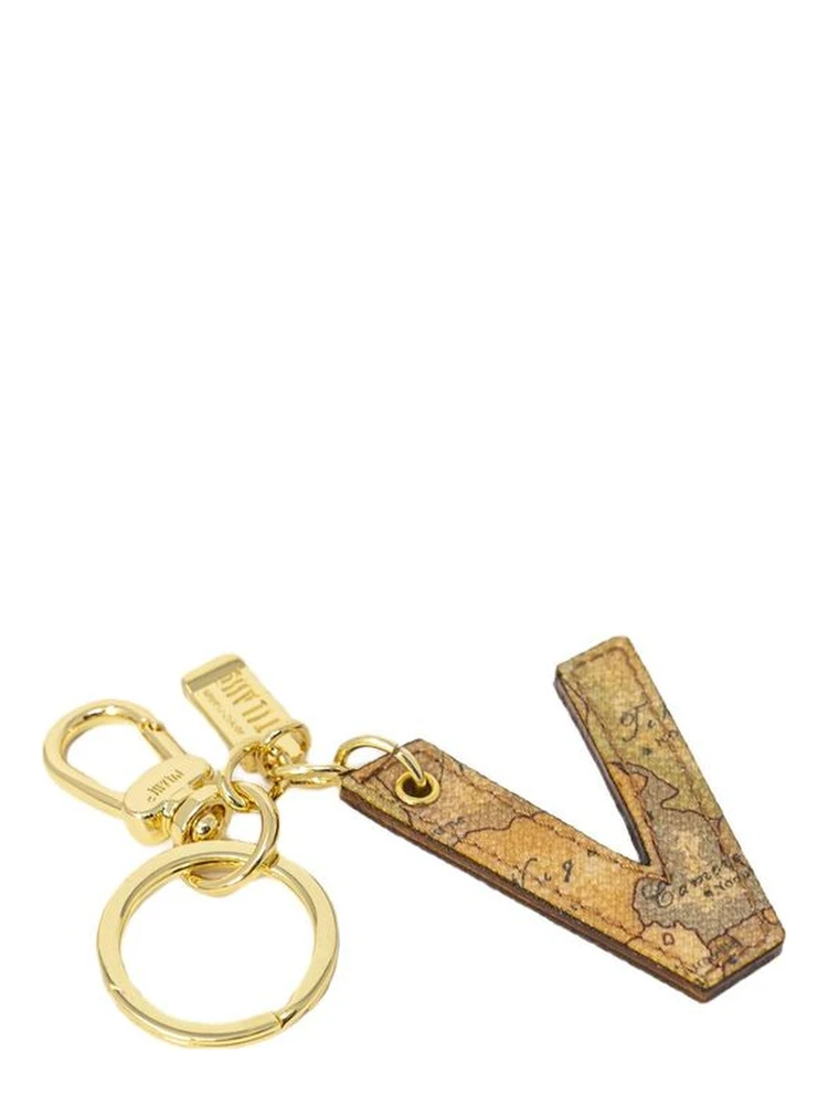 Beige Leather Keychain