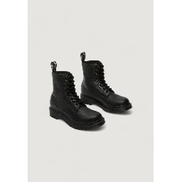Black Leather Lace-Up Boots