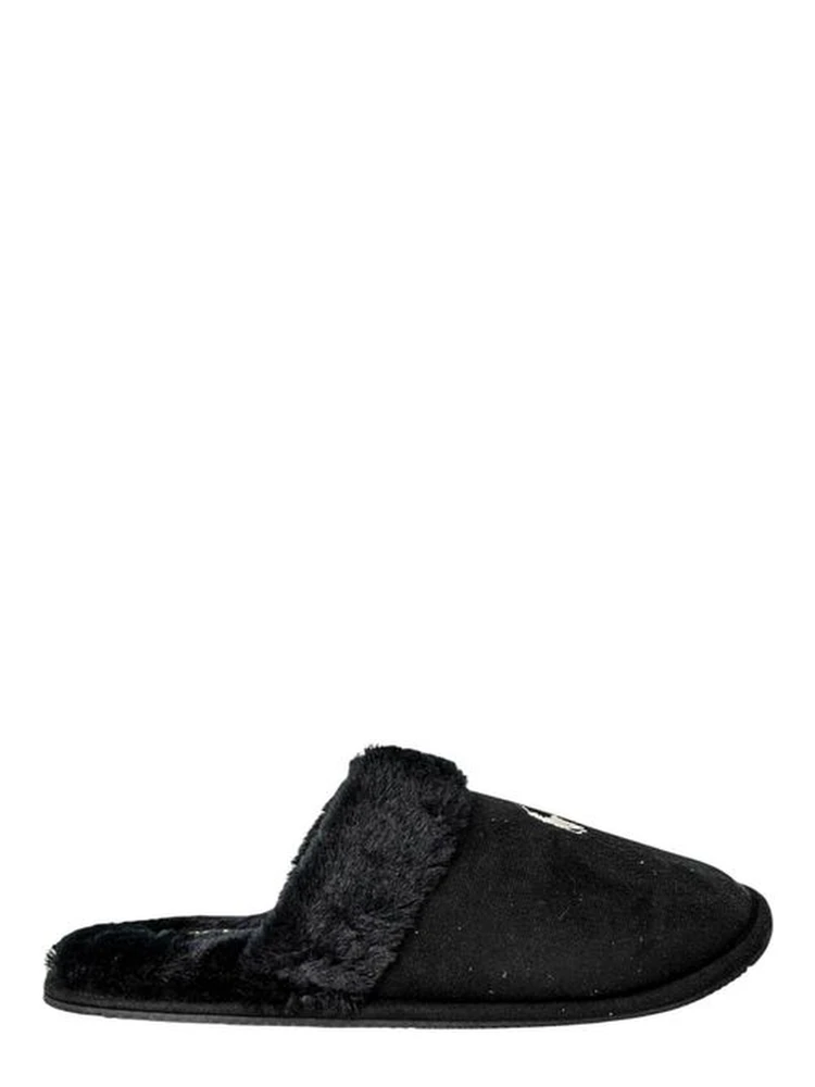 Black Polyester Slippers