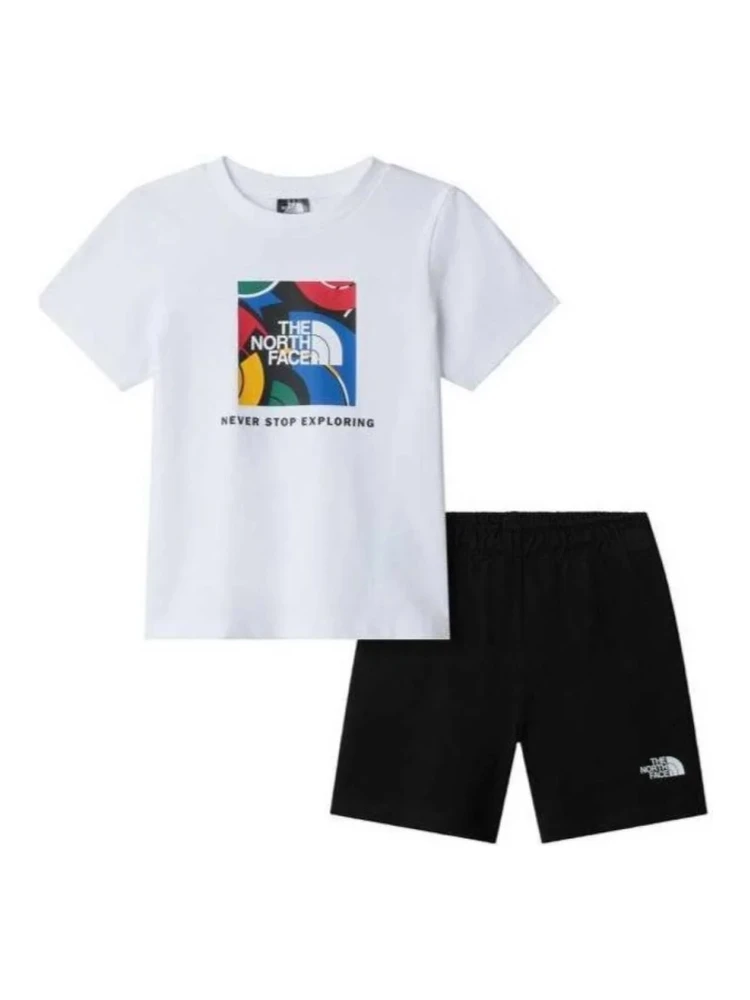 kid box nse play reg short set tnf white/tnf black