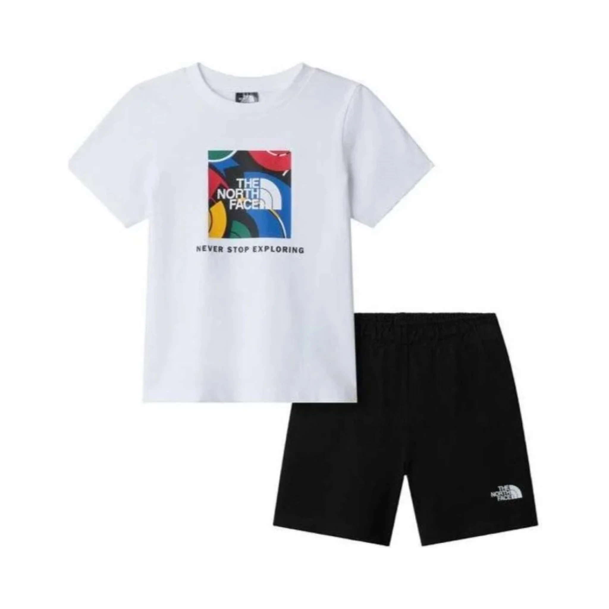 kid box nse play reg short set tnf white/tnf black