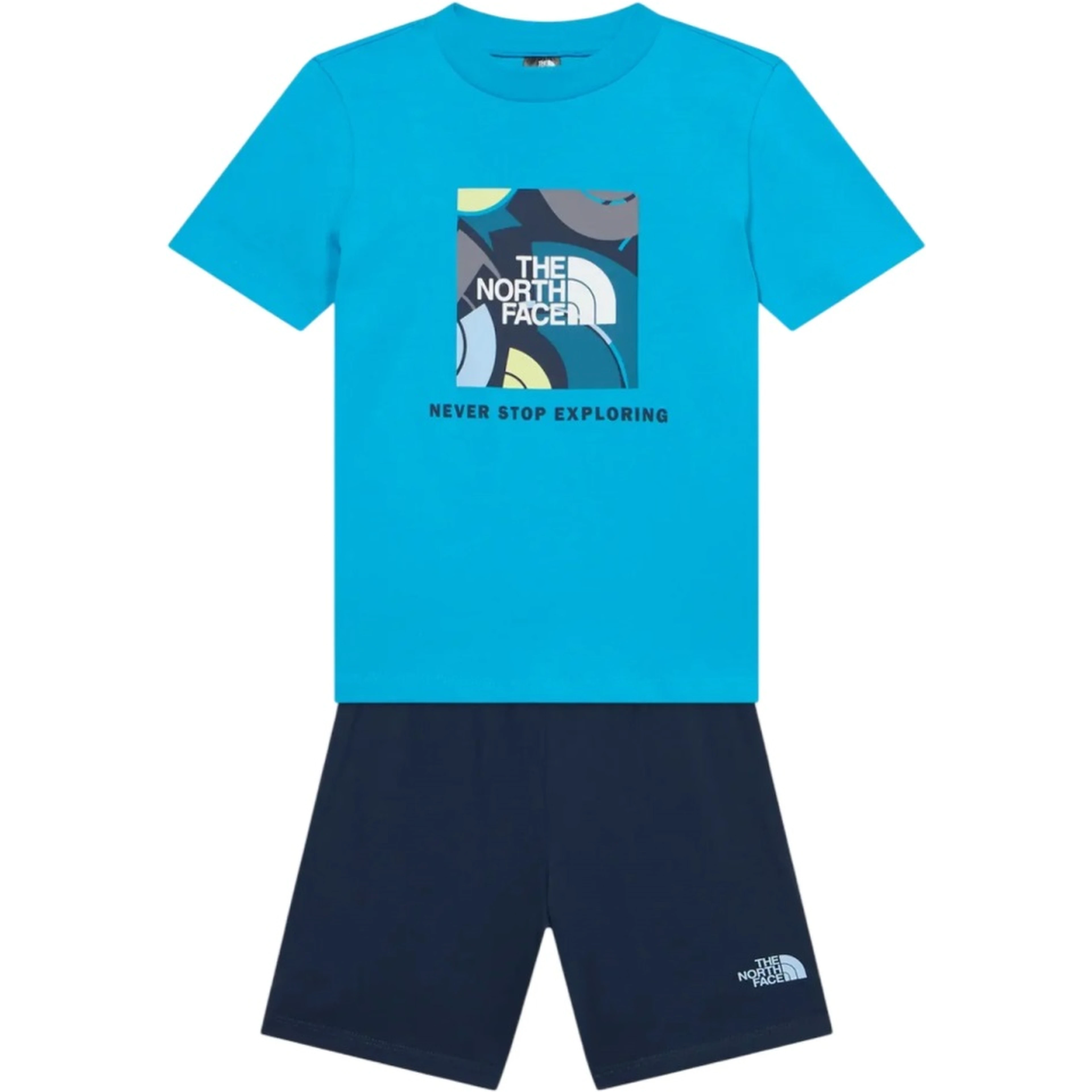 kid box nse play reg short set tnf white/tnf black