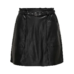 Black Polyester Mini Skirt