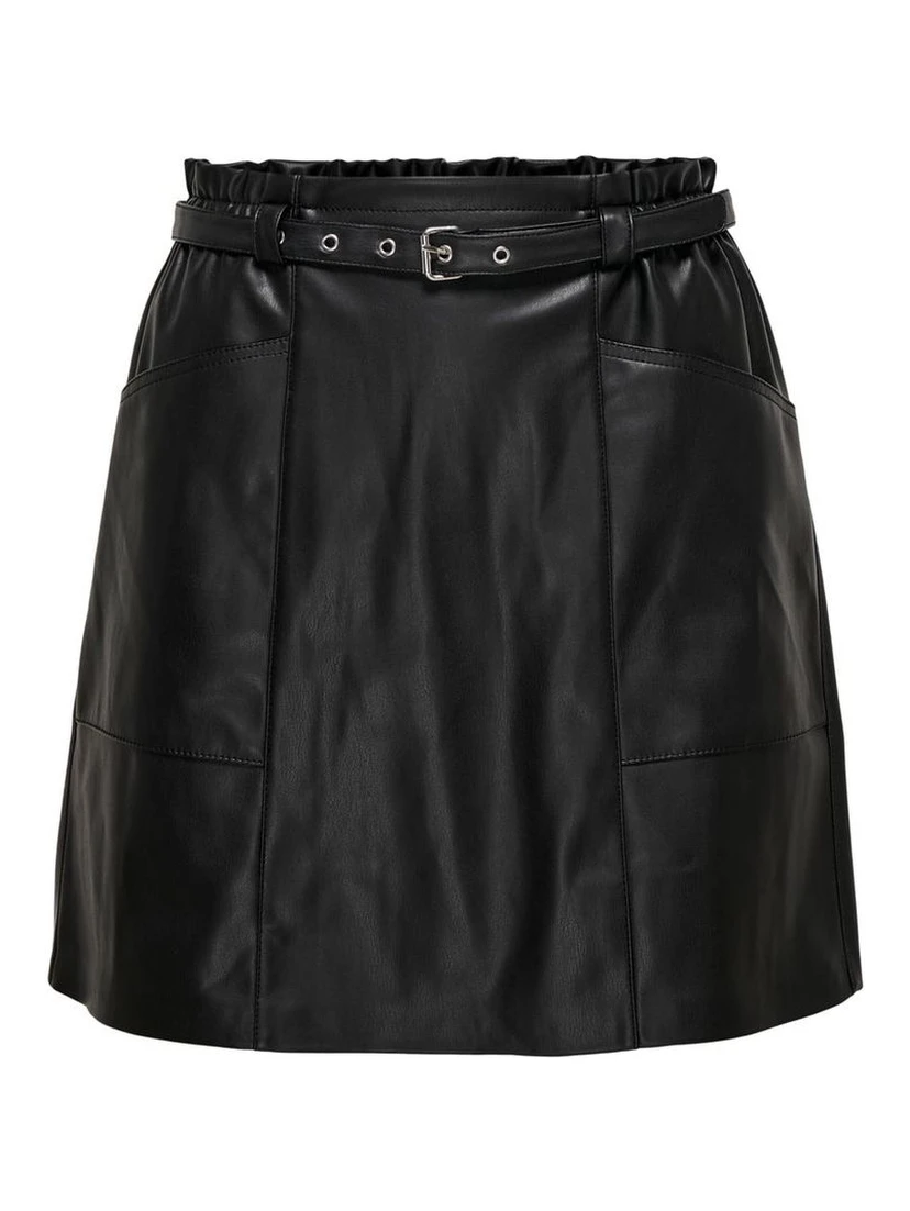 Black Polyester Mini Skirt