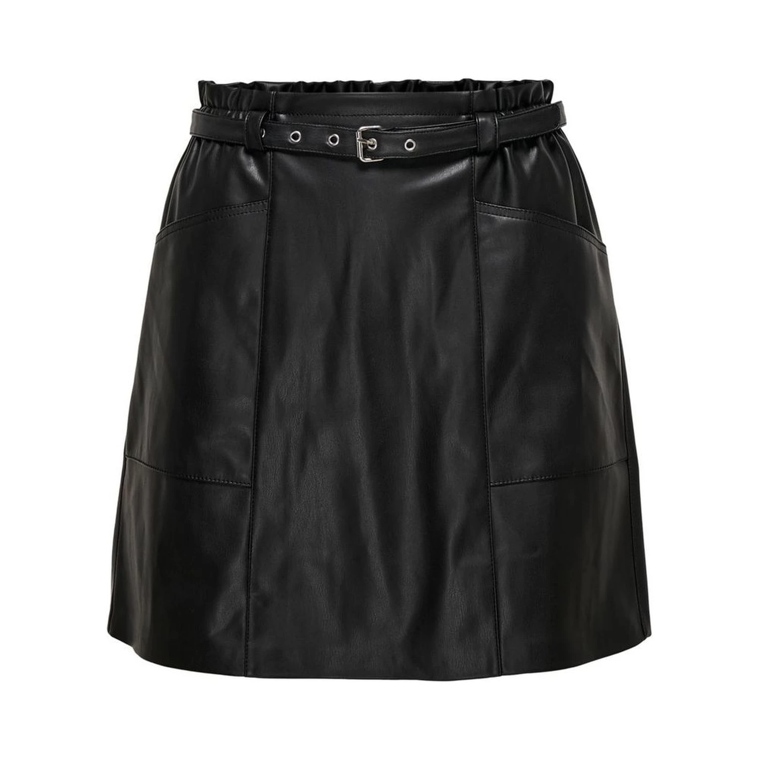 Black Polyester Mini Skirt