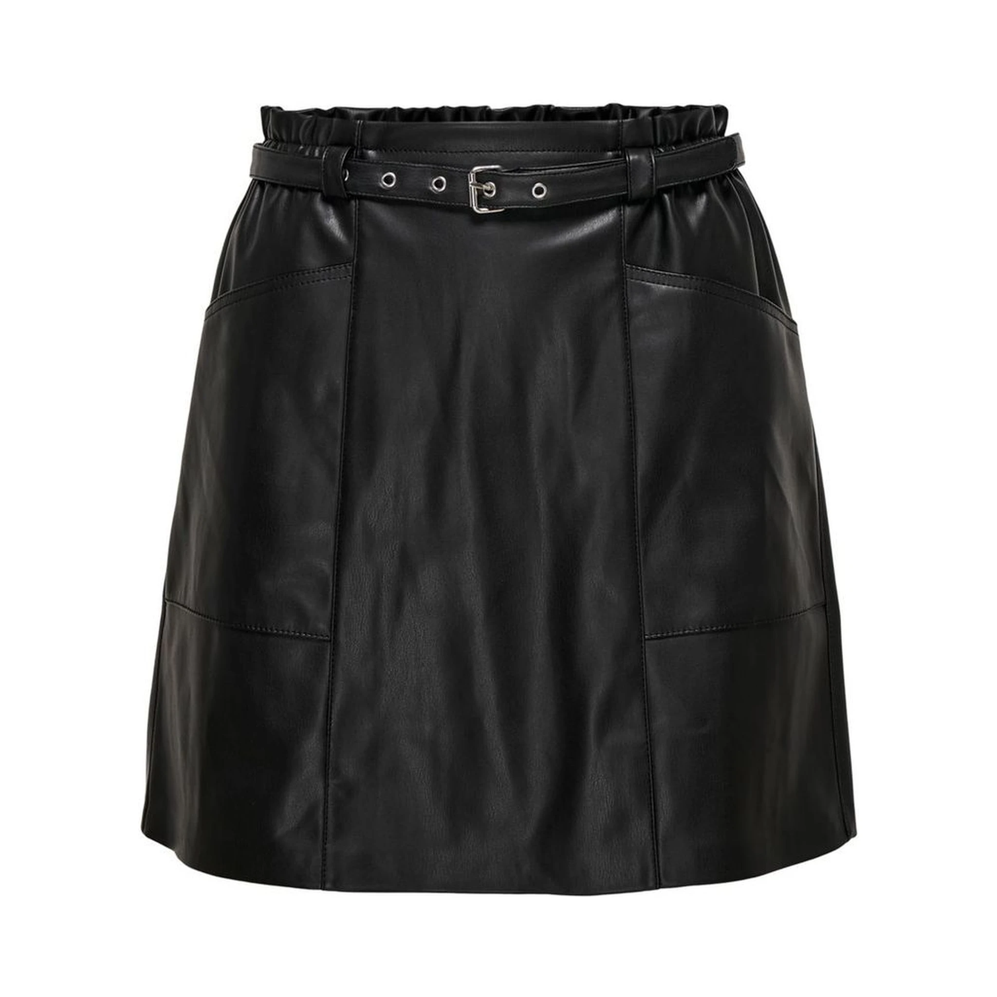 Black Polyester Mini Skirt