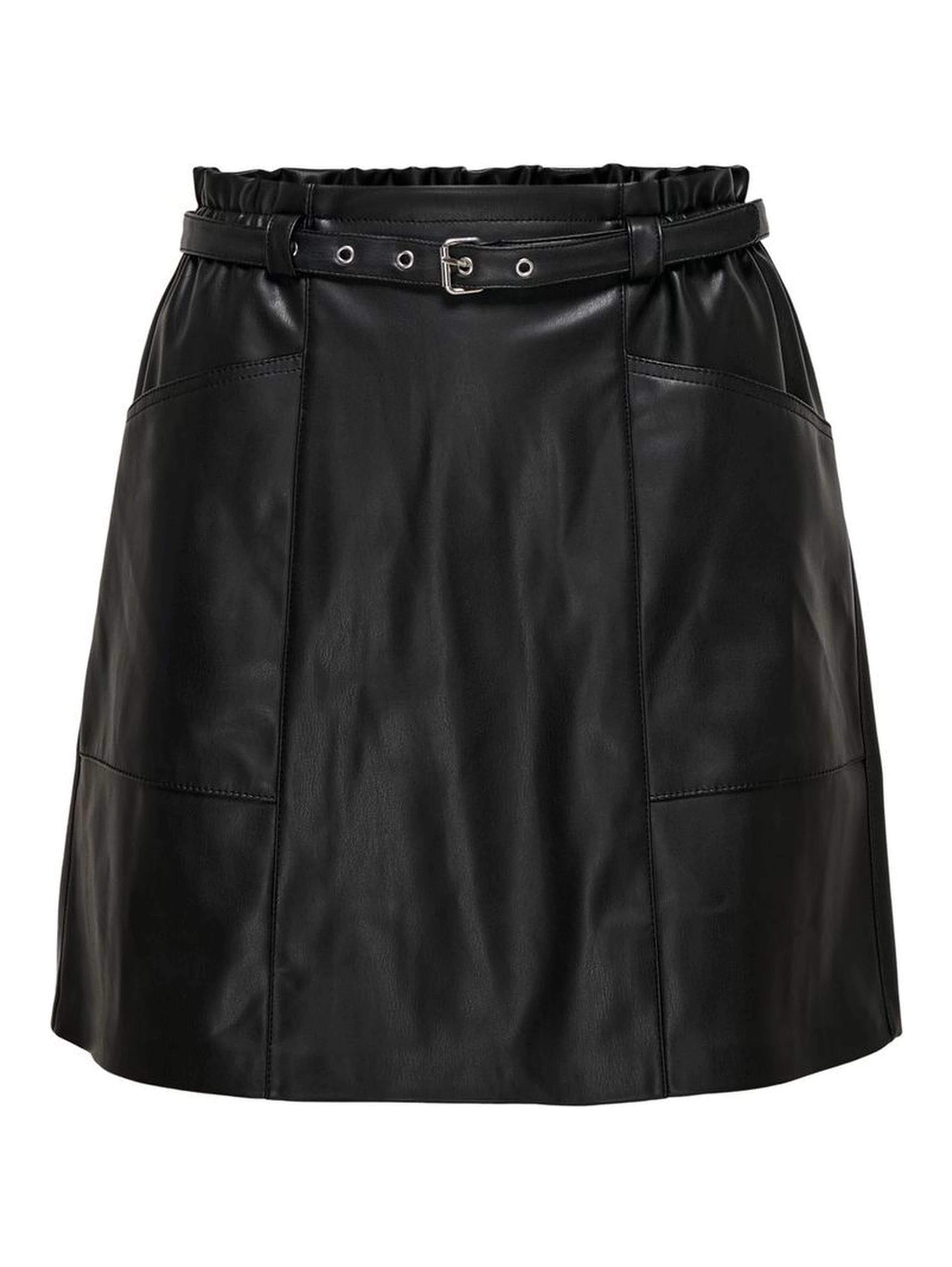 Black Polyester Mini Skirt