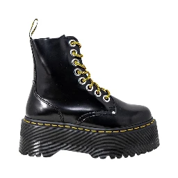 Black Leather Lace-Up Boots