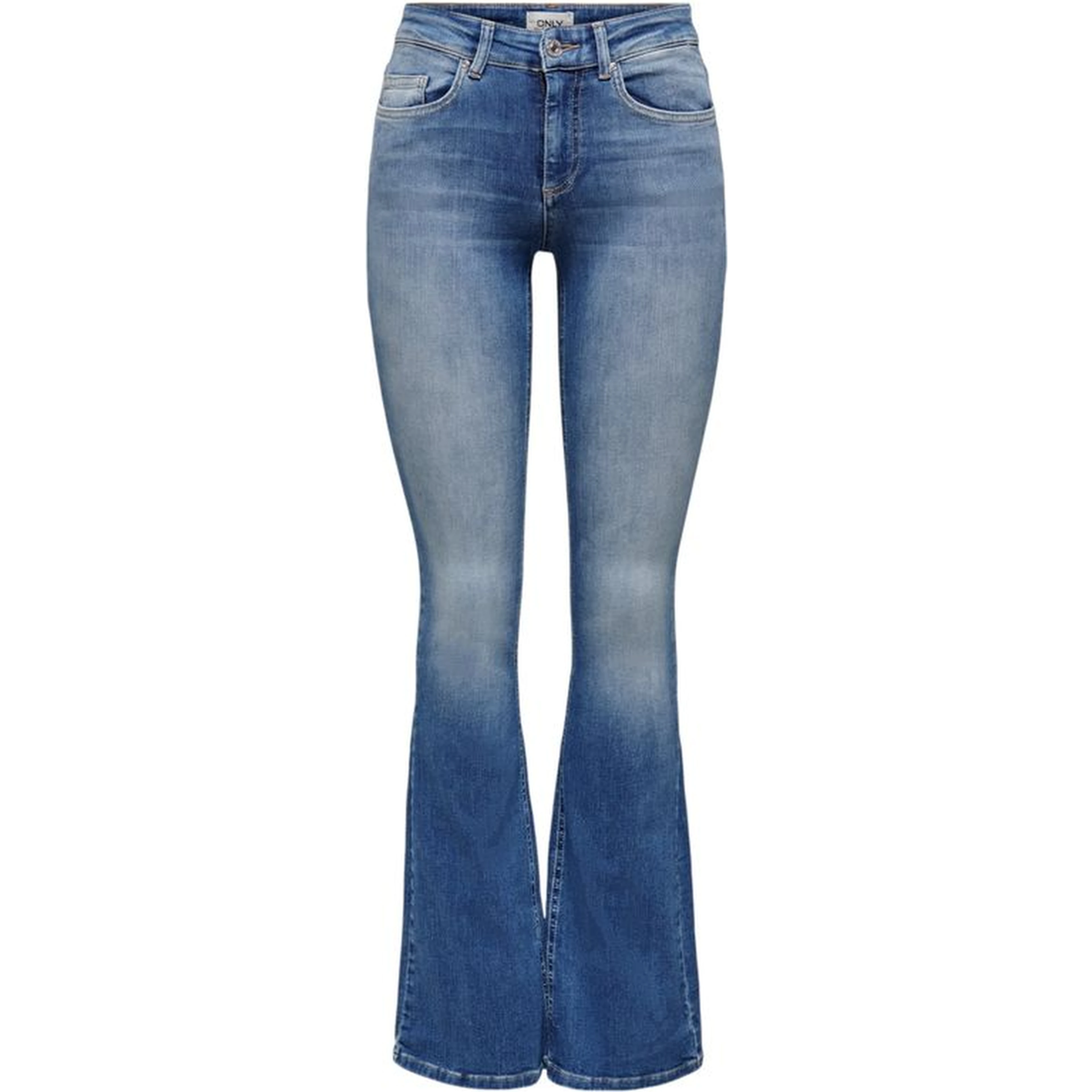 Blue Elastane Bootcut Jeans