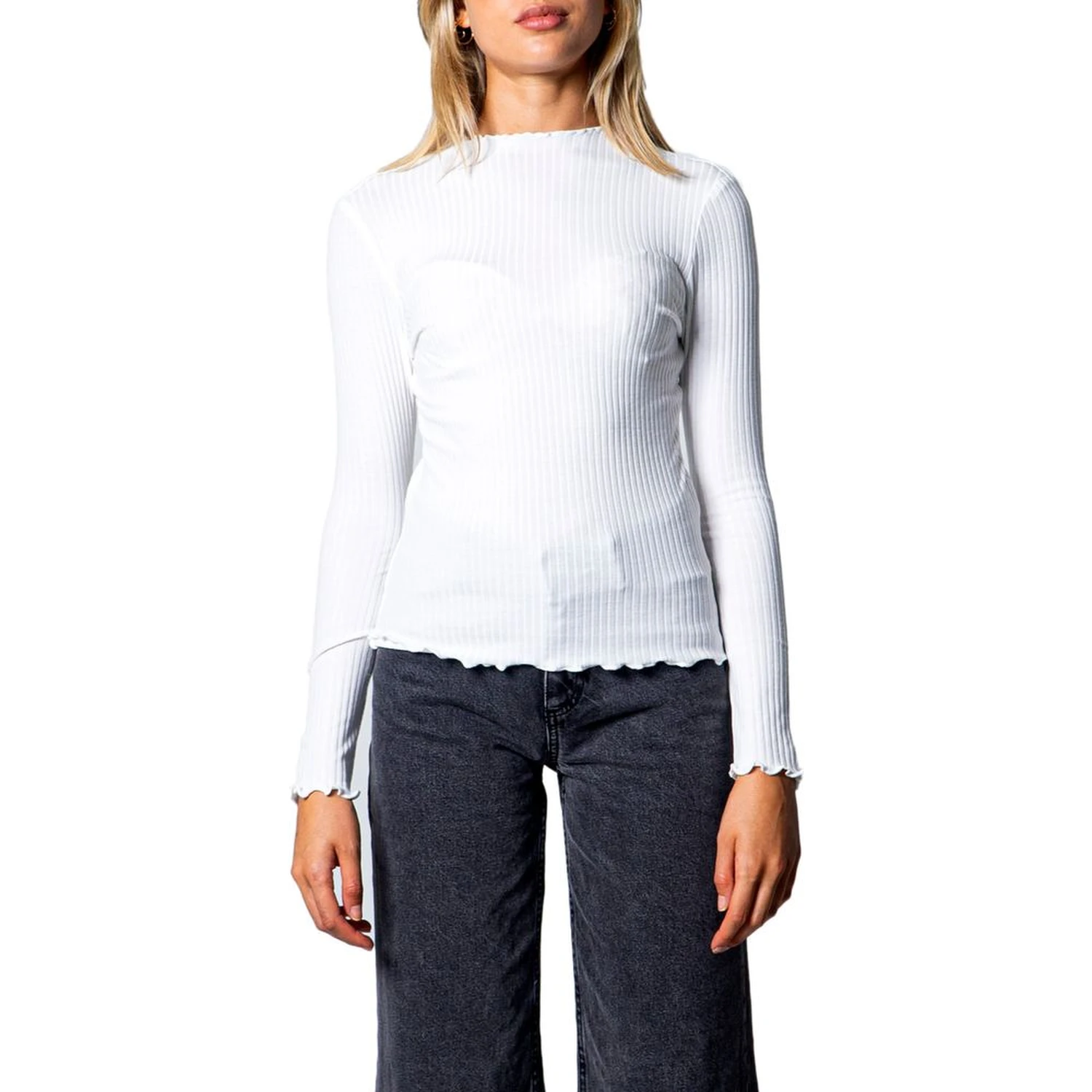 White Polyester Turtleneck