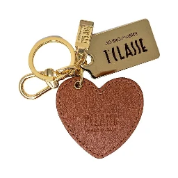 Beige Leather Keychain
