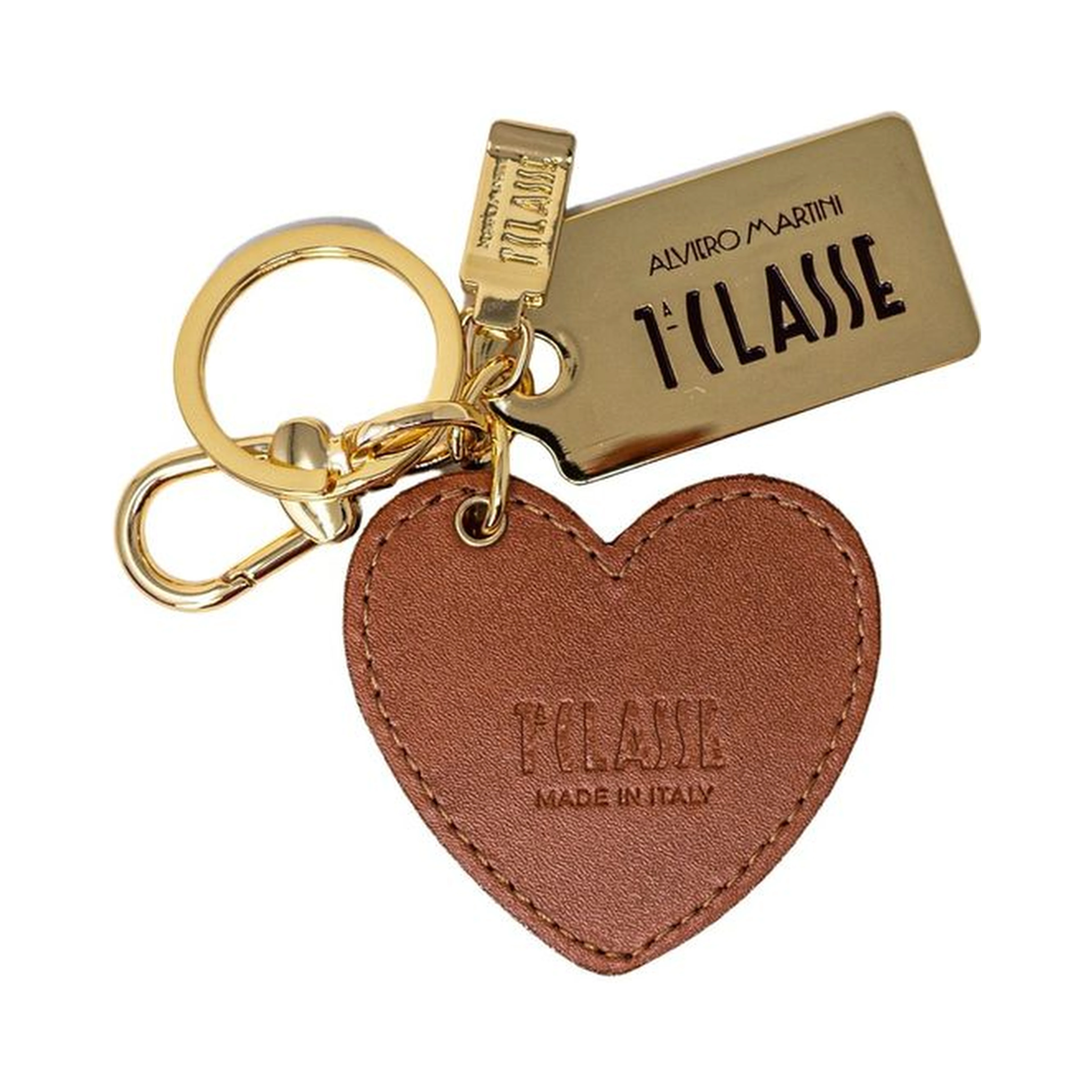 Beige Leather Keychain
