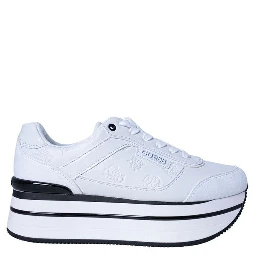 White Polyester Platform Sneakers