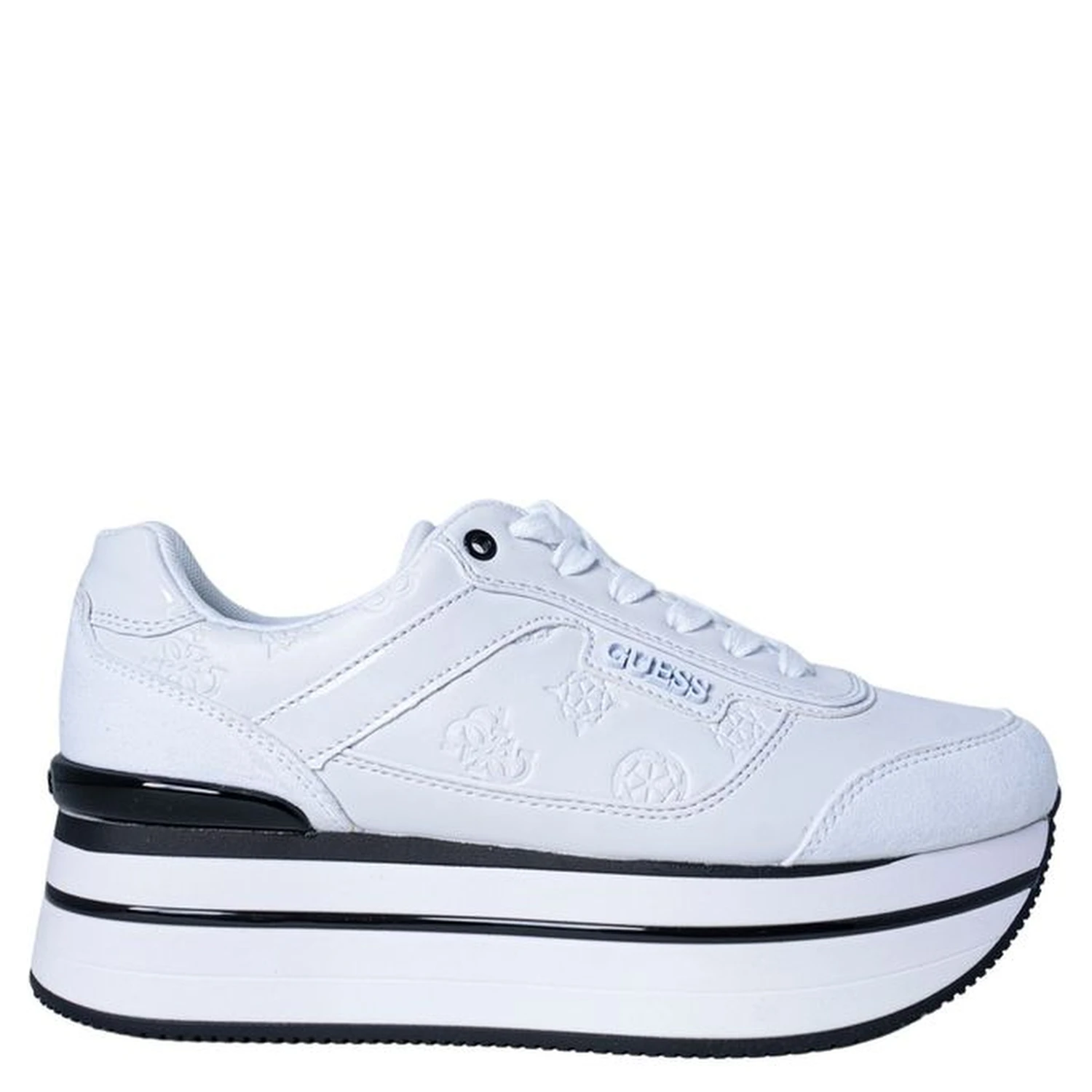 White Polyester Platform Sneakers