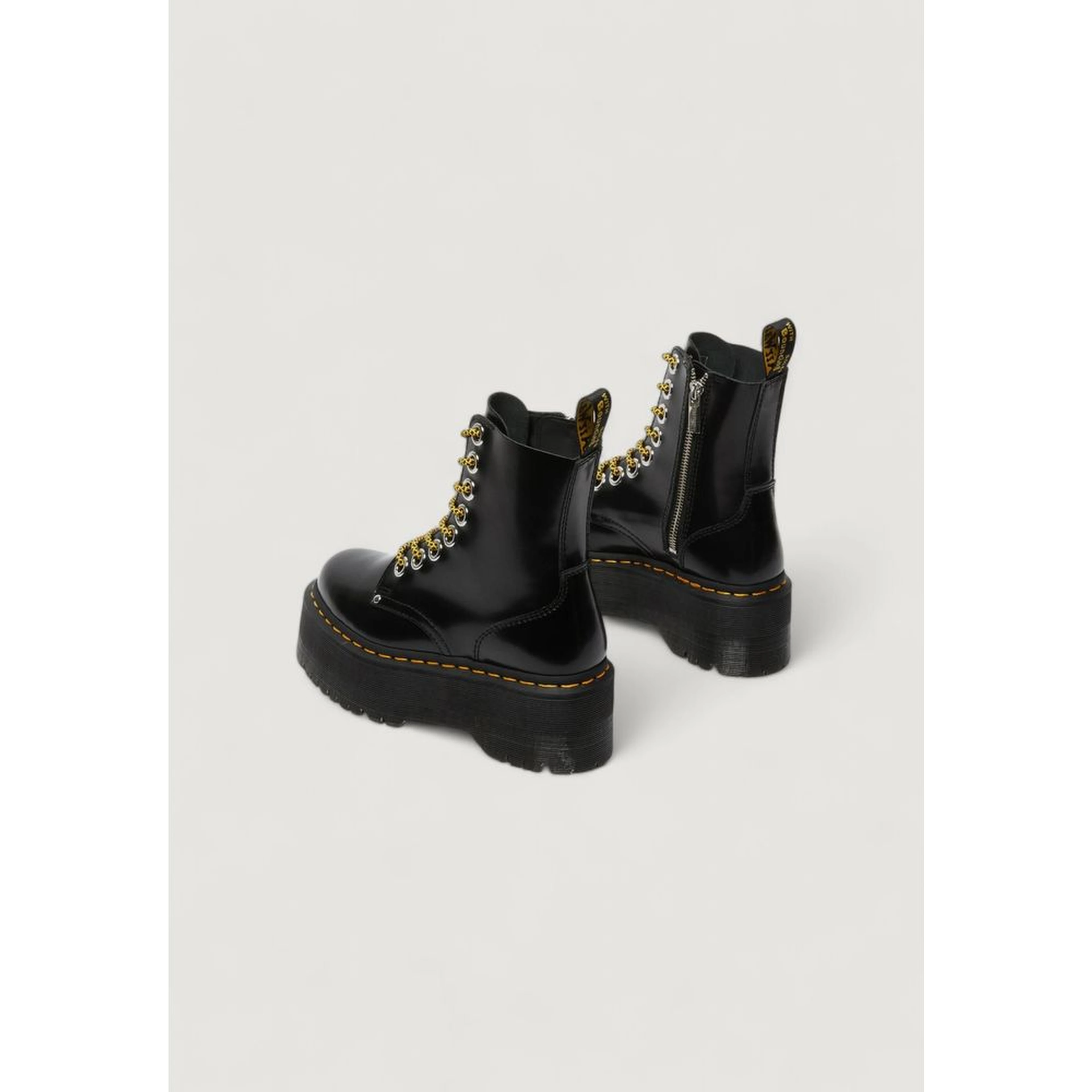 Black Leather Lace-Up Boots