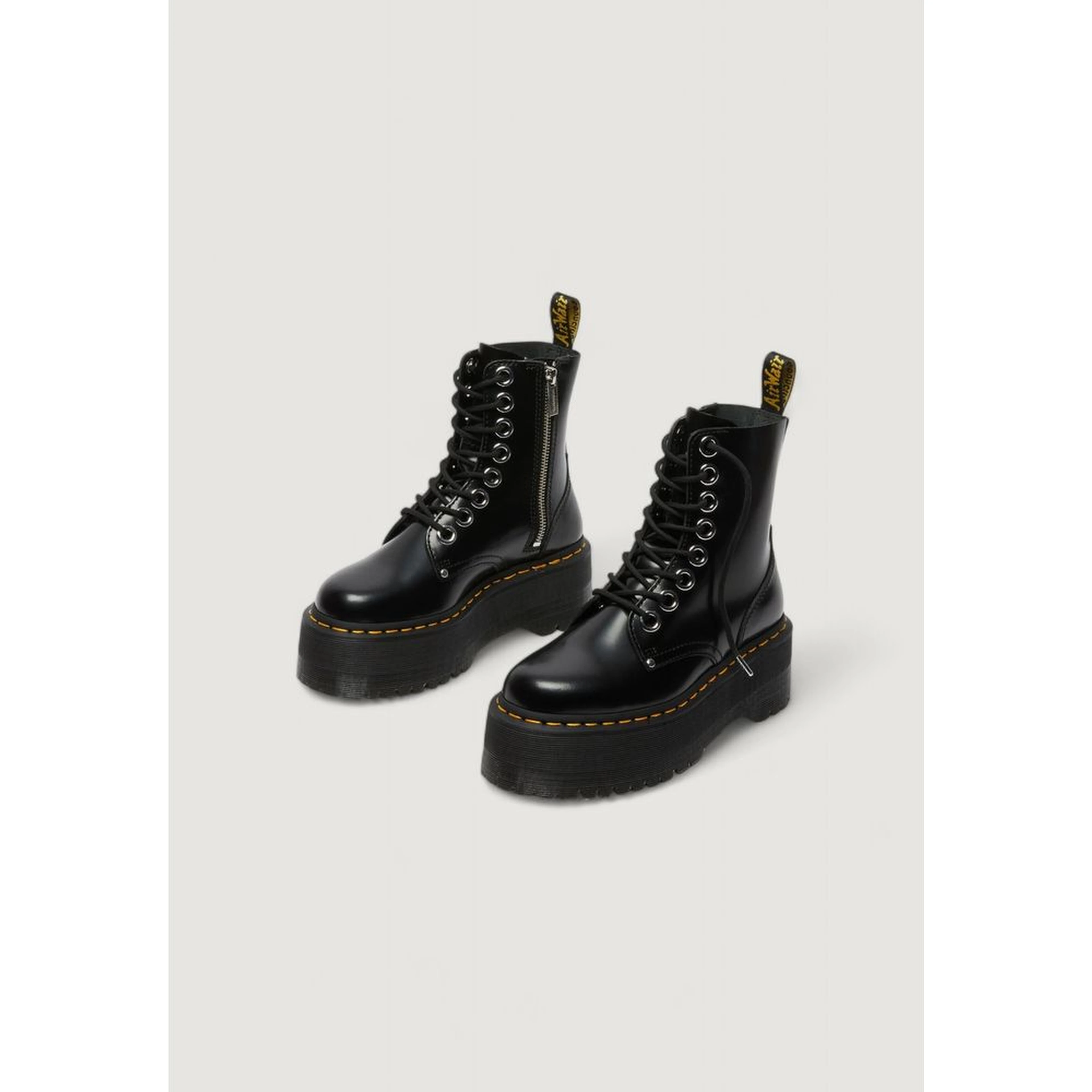 Black Leather Lace-Up Boots