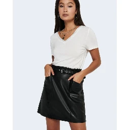 Black Polyester Mini Skirt