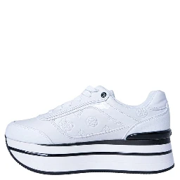 White Polyester Platform Sneakers