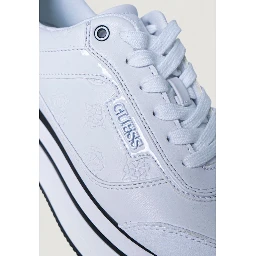 White Polyester Platform Sneakers