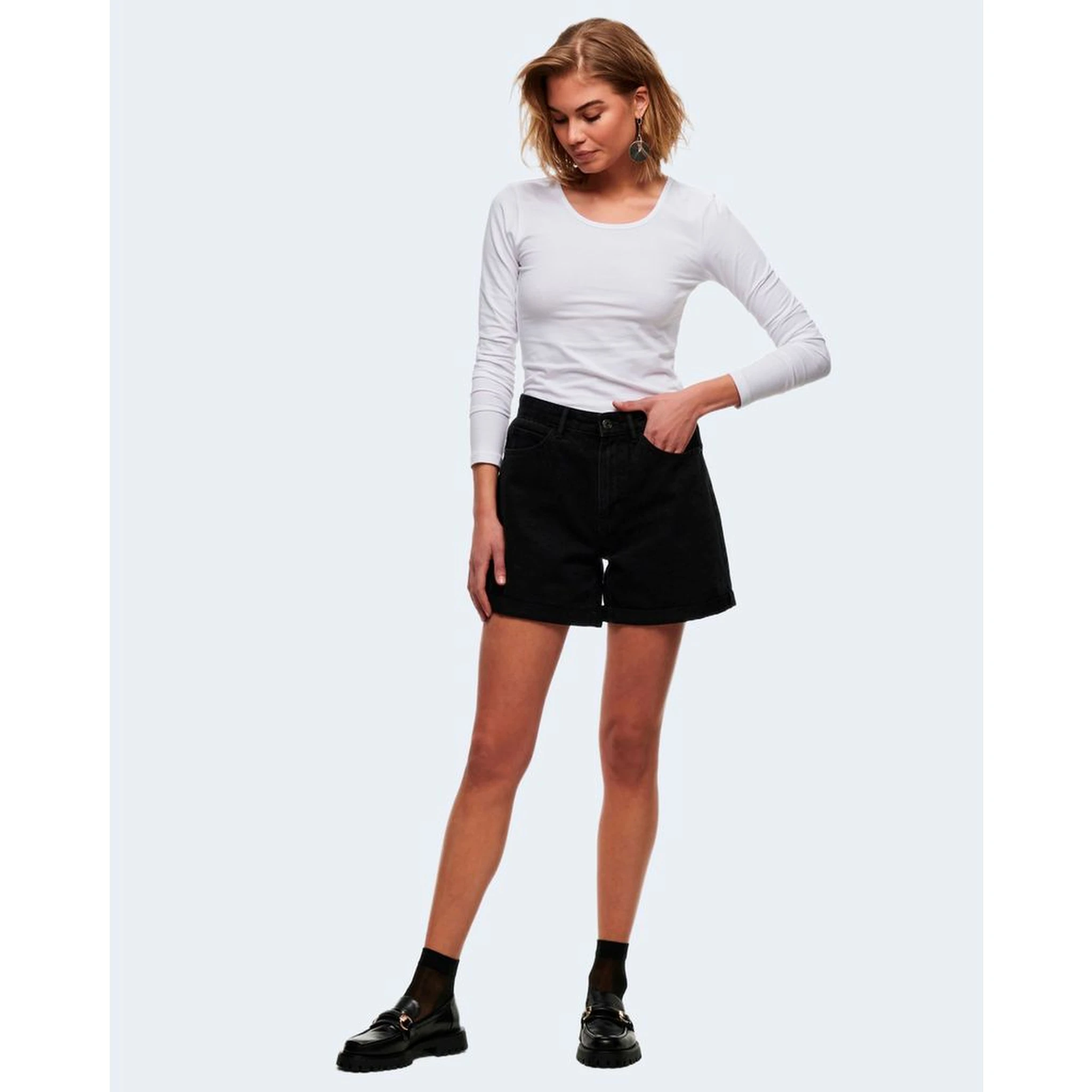 White Cotton Long Sleeve T-Shirt