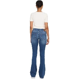 Blue Elastane Bootcut Jeans