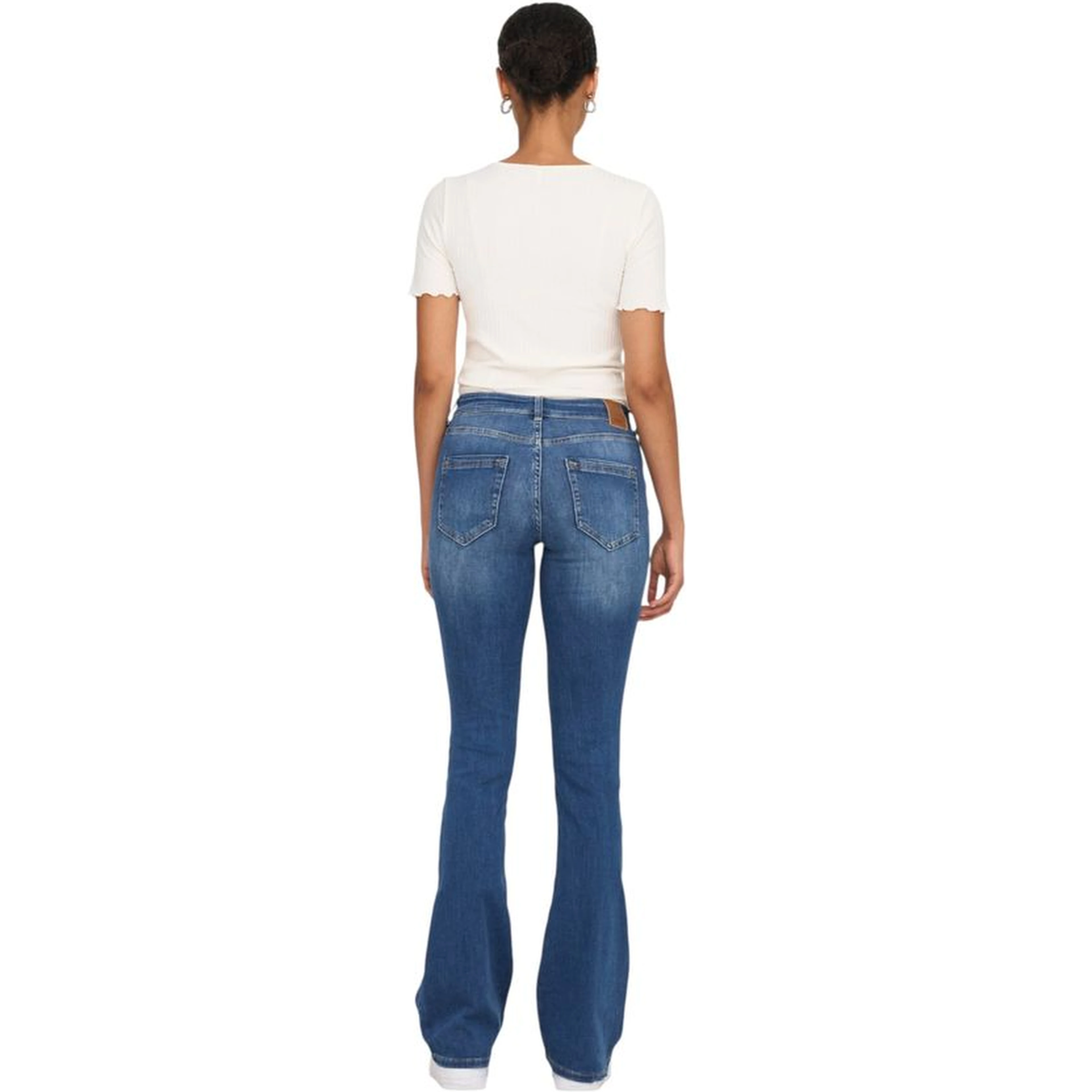 Blue Elastane Bootcut Jeans