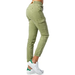 Green Cotton Skinny Pants